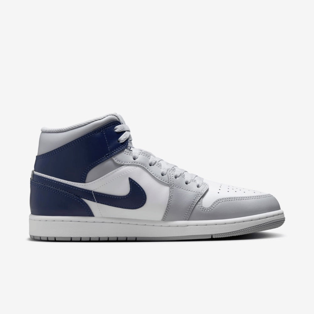 Tênis Jordan 1 Mid Wolf Grey Midnight Navy