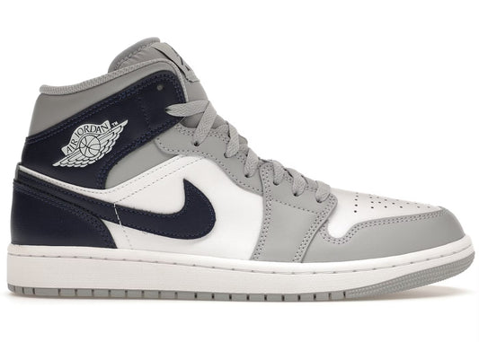 Tênis Jordan 1 Mid Wolf Grey Midnight Navy